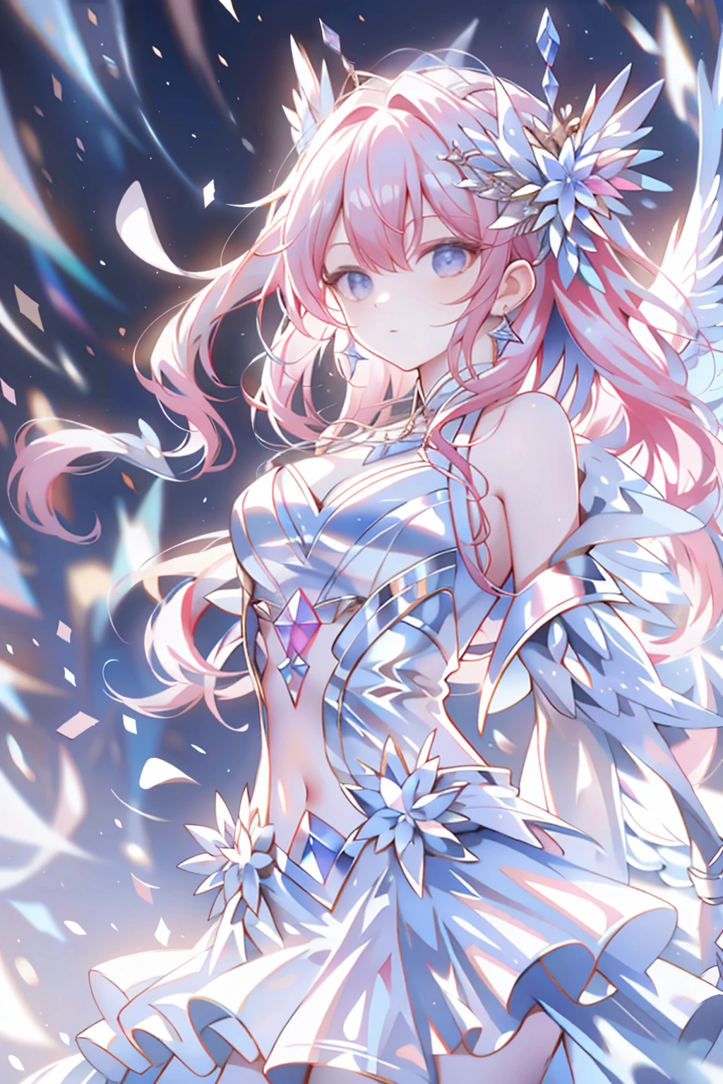 ((magical little girl)), ((Gorgeous starry sky background)), ((Ultra-detailed)), ((Best Illustration)), ((Cinematic lighting)), Dynamic Angle, Floating, finely detailed, (glitters:1.2), (Sparkle:1.2), (Shine:1.2), classic, (Painting:1.1), (Sketch:1.1), (Best quality), (Masterpiece:1.2), (Anime style), (Solo), Beautiful detailed face, (Cute face:1.3), (Big eyes:1.3), Colorful hair, (Long hair:1.2), (Floating hair:1.2), (magical girl outfit), detailed outfits, (Sparkling wand:1.3), (Magical effect:1.3), (Flowing skirt:1.2), (Cute boots:1.1), (Transparent fabric:1.1), (Twinkle:1.2), (Glow:1.2), (Radiance:1.2), (Flicker:1.2), (Dazzle:1.2)