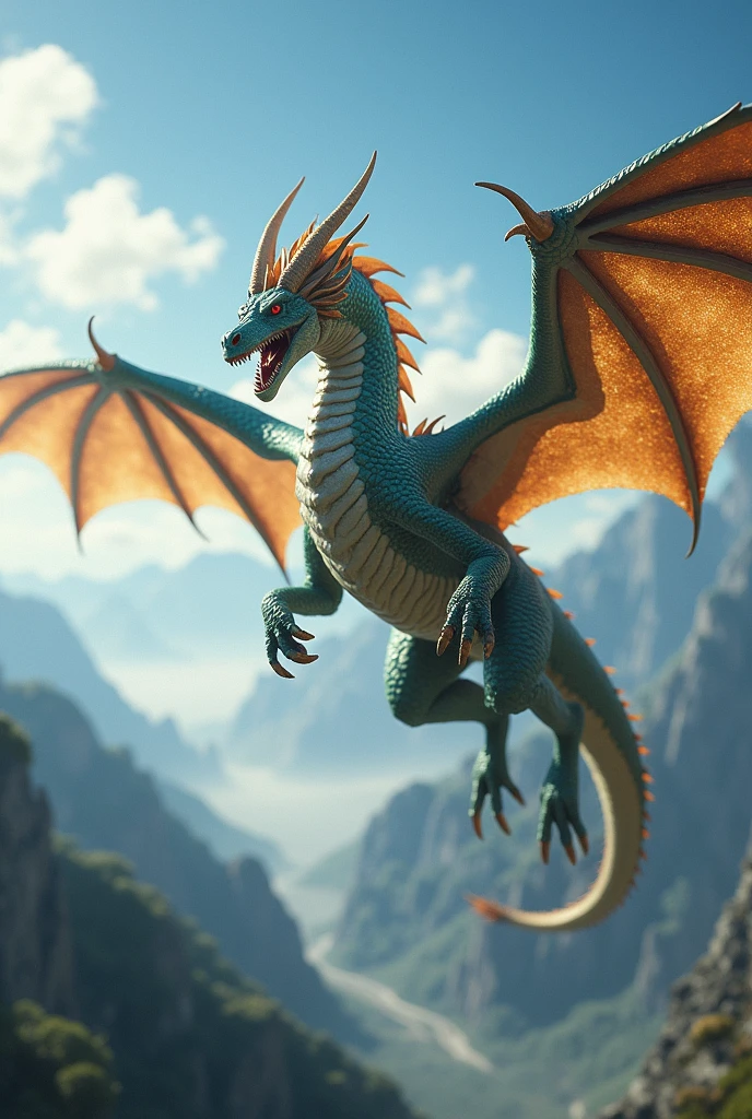 ultra-realistic, dragon flying, cinematic