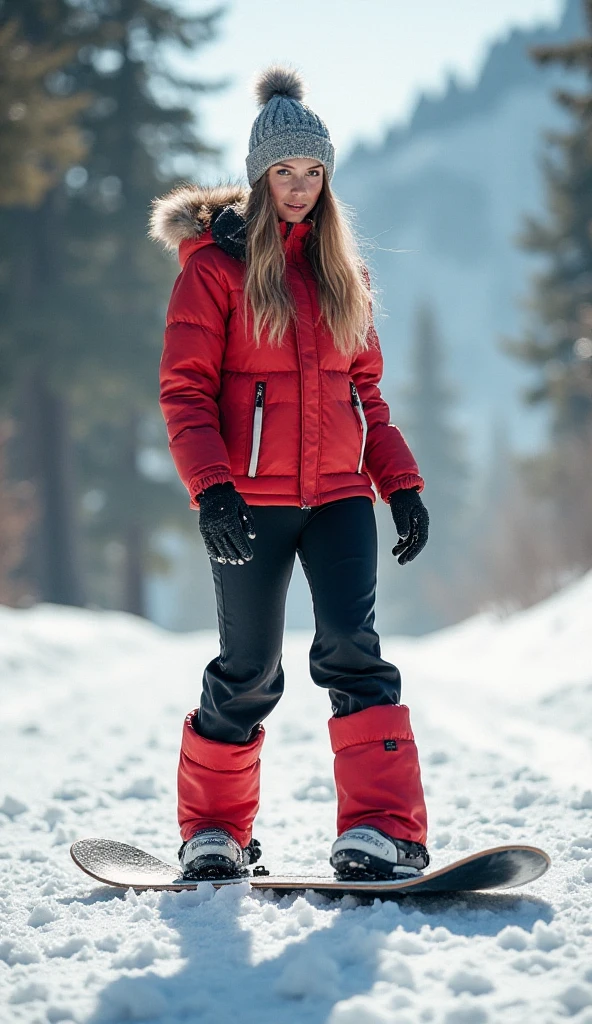 beautiful sexy Girl, on a snowboard in a winter snowy mountain area , wearing detailed sexy sporty Winter Outfit, oversaturated, 8k, golden ratio, perfect composition, a masterpiece, trending on artstation, extreme close up, shoot from below . High dynamic range, vivid, rich details, clear shadows and highlights, realistic, intense, enhanced contrast, highly detailed