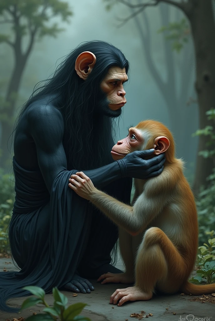 Pure love mother monkey,Two-dimensional,Scratching vines in the primeval forest --auto