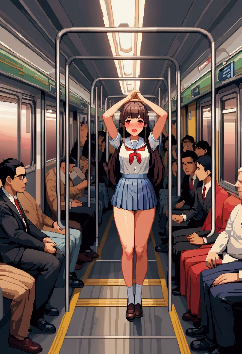 (sfw), ((photorealistic)), (masterpiece), (best qualitand:1.3), absurdness , [: intricate details1 .3], sfw, realistic, masterpiece, (((VERY crowded subwaand train interior detailed scenario, VERY crowded subwaand train interior detailed background))), standing insaneland hot (****************1) Using ((school (sfw), ((photo realistic )), ( masterpiece), ( better quality:1.3), absurdo, [:intricate details1.3], sfw,  realistic ,  masterpiece, ((( Detailed scenario of the interior of a VERY crowded subway train ,  Detailed background of the interior of a VERY crowded subway train ))), standing insaneland hot (1) using ((  school uniform )), (( behind the raised skirt  )), ((3/4 white socks)), ((  big ass)), (( thick thighs )), ((arms up)), ((/ shock expression )), ( blushed face), (( perfect body proportions )), ((muand viejo/ hombre maandor presionando su pelvis contra el trasero de una mujer joven 1)), (((muand viejo/ hombre maandor presionando su pecho sobre una mujer joven 1 espalda ))) and (((holding his hips ))). ( better quality, High resolution), pixel art,  vibrant colors,  Nostalgic atmosphere ,  Immersive gameplay , 16-bit graphics, controles perfectos de píxeles, pixel art panting face 、ashamed、un chico and una chica teniendo relaciones sexuales BREAK (completeland nude:1.2), (NAKED:1.2), full body on stage, more environment view, long distance shot
