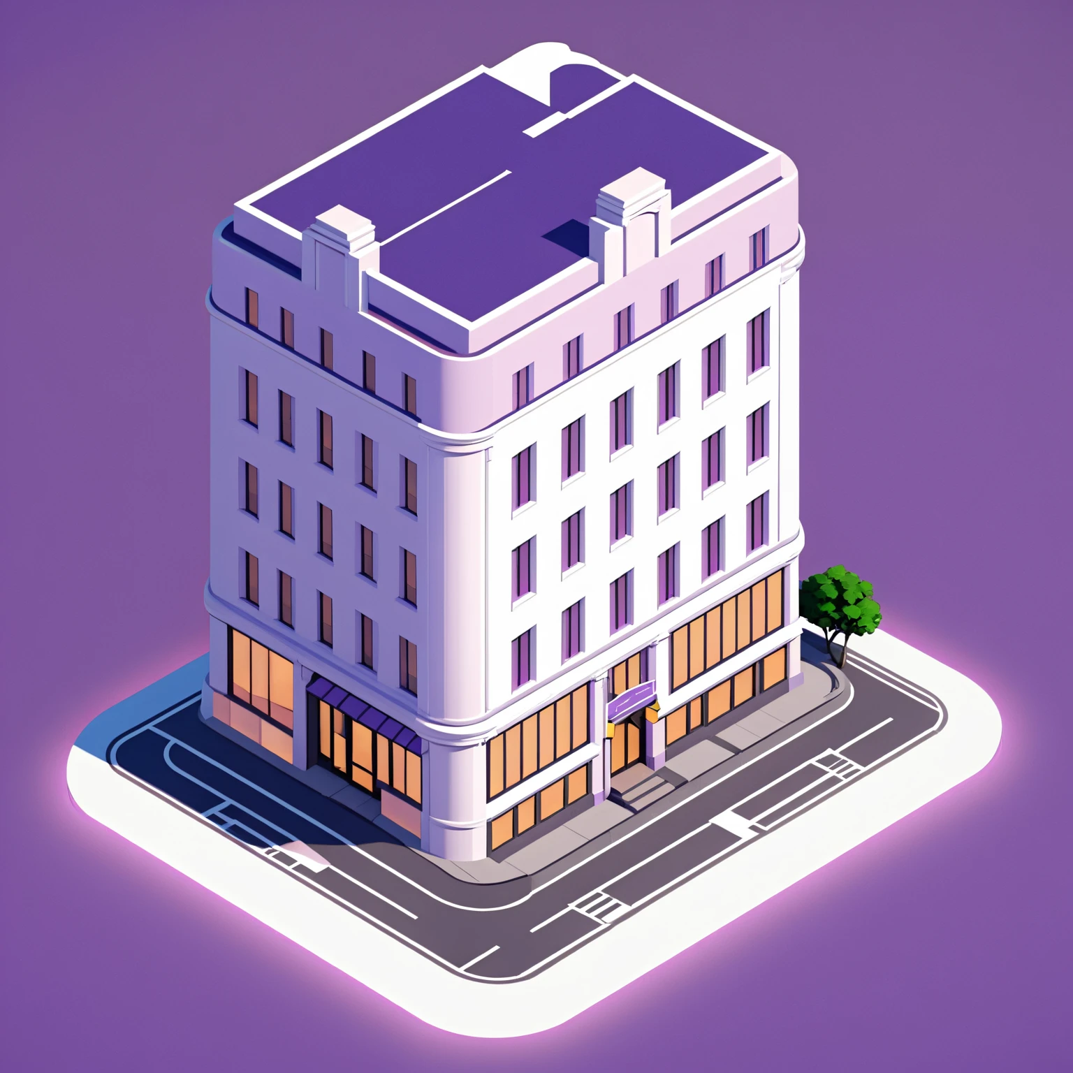 isty02 style. isometric illustration
Art deco city street and evening, Purple background,
detailed, professional,  slick, 3d, unreal engine, render, ray tracing,
high quality, masterpiece, highres,