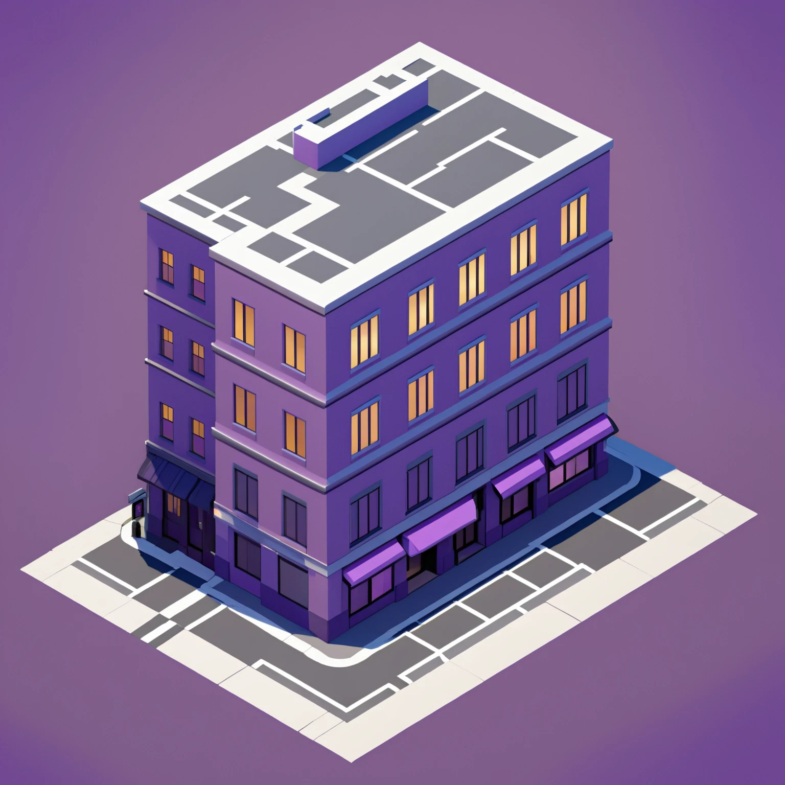 isty02 style. isometric illustration
Art deco city street and evening, Purple background,
detailed, professional,  slick, 3d, unreal engine, render, ray tracing,
high quality, masterpiece, highres,