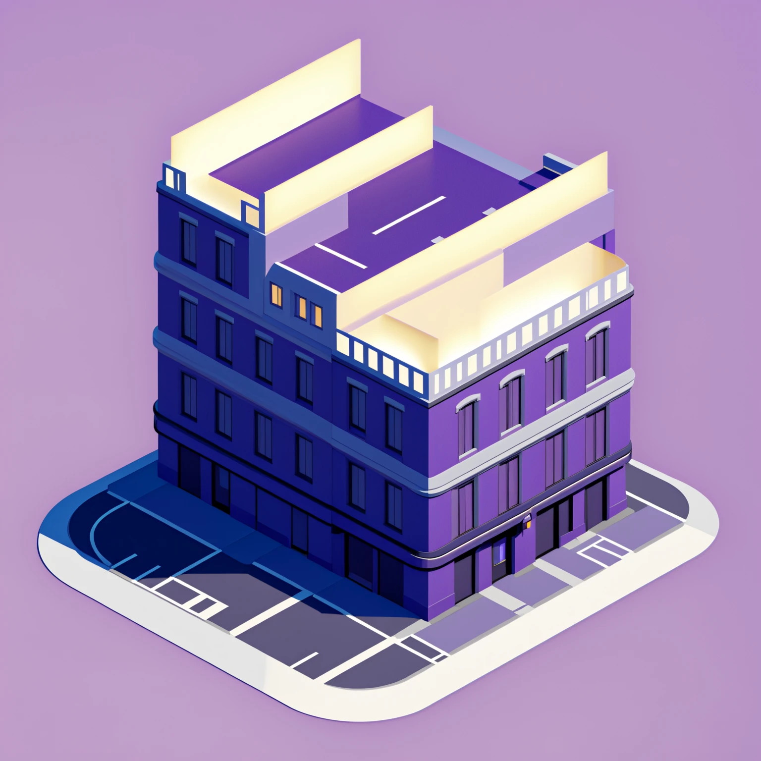 isty02 style. isometric illustration
Art deco city street and evening, Purple background,
detailed, professional,  slick, 3d, unreal engine, render, ray tracing,
high quality, masterpiece, highres,