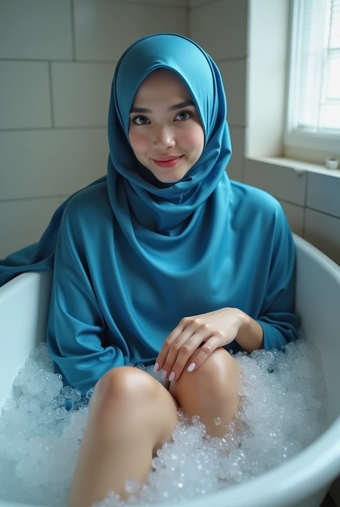 1 mature woman, 25-years-old, hijab, big boobs:96.55, in the room, cum shot sperm all over her body girl