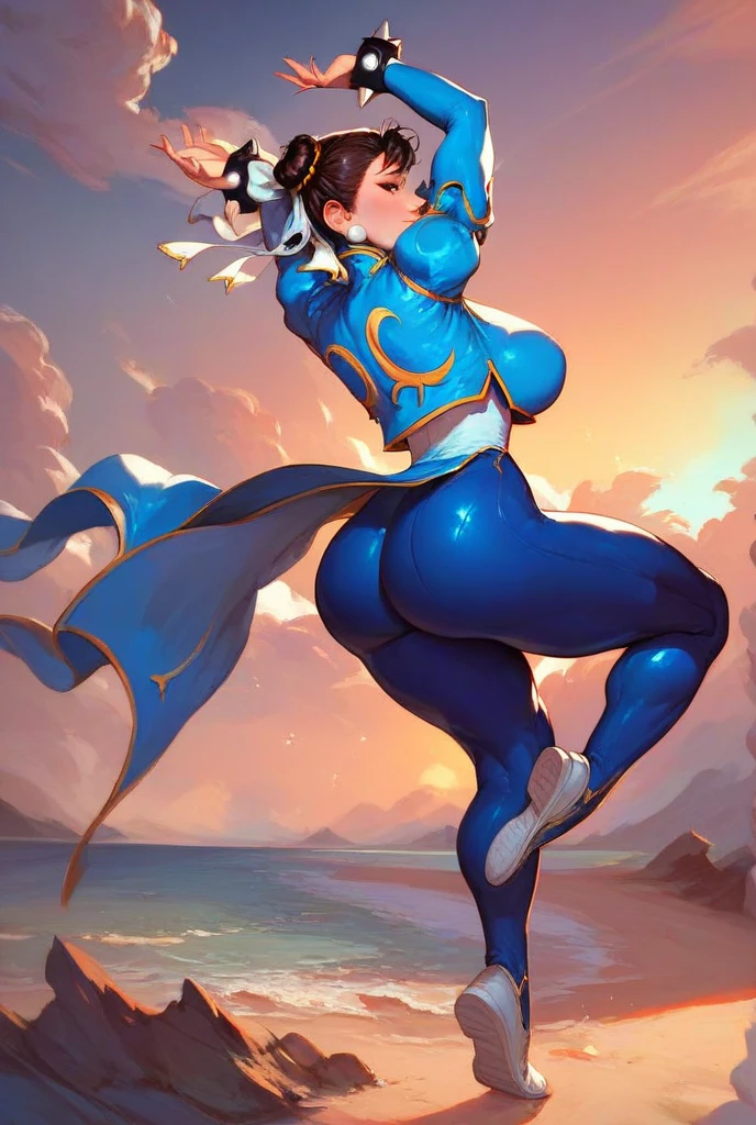 Korra, dark skin, dark skinned female, pony tail, muscular female, NSFW, hiquality, Detailed, High Resolution,backboob, behind, Shows ass