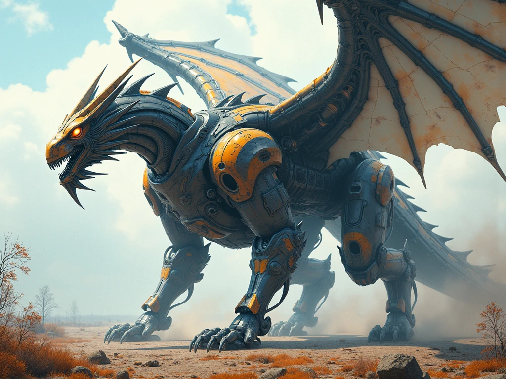 <lora:mechcd-000008:1>, mechcd,full body, dragon, (masterpiece, best quality, high quality, highres, ultra-detailed),