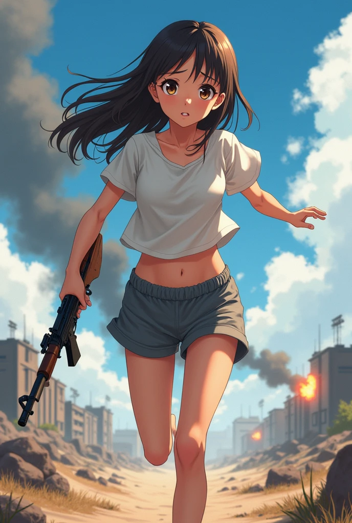 junior high school nudist、Severely torn clothes are scattered、Fighting the sandstorm、Fighting strong winds、walk with a wide stance、Dynamism、crowd
