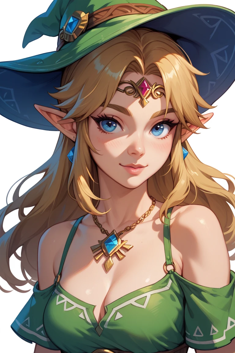 link　 The Legend of Zelda 　whole body　A cute young woman who also wears a hat 　 has a white background　Crouch down and look up at the sky 　Don't be sexy for s