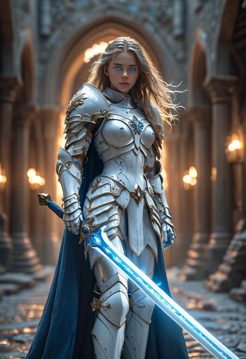 amazing quality,masterpiece,best quality,hyper detailed,ultra detailed,UHD,perfect anatomy,(in castle:1.2),
girl knight in blue crystal armor and detailed blue glowing eyes holding oversized magic blue crystal greatsword with thick edge,dazzling,transparent,polishing,eye contact to viewer,
extremely detailed,thin,various positions,