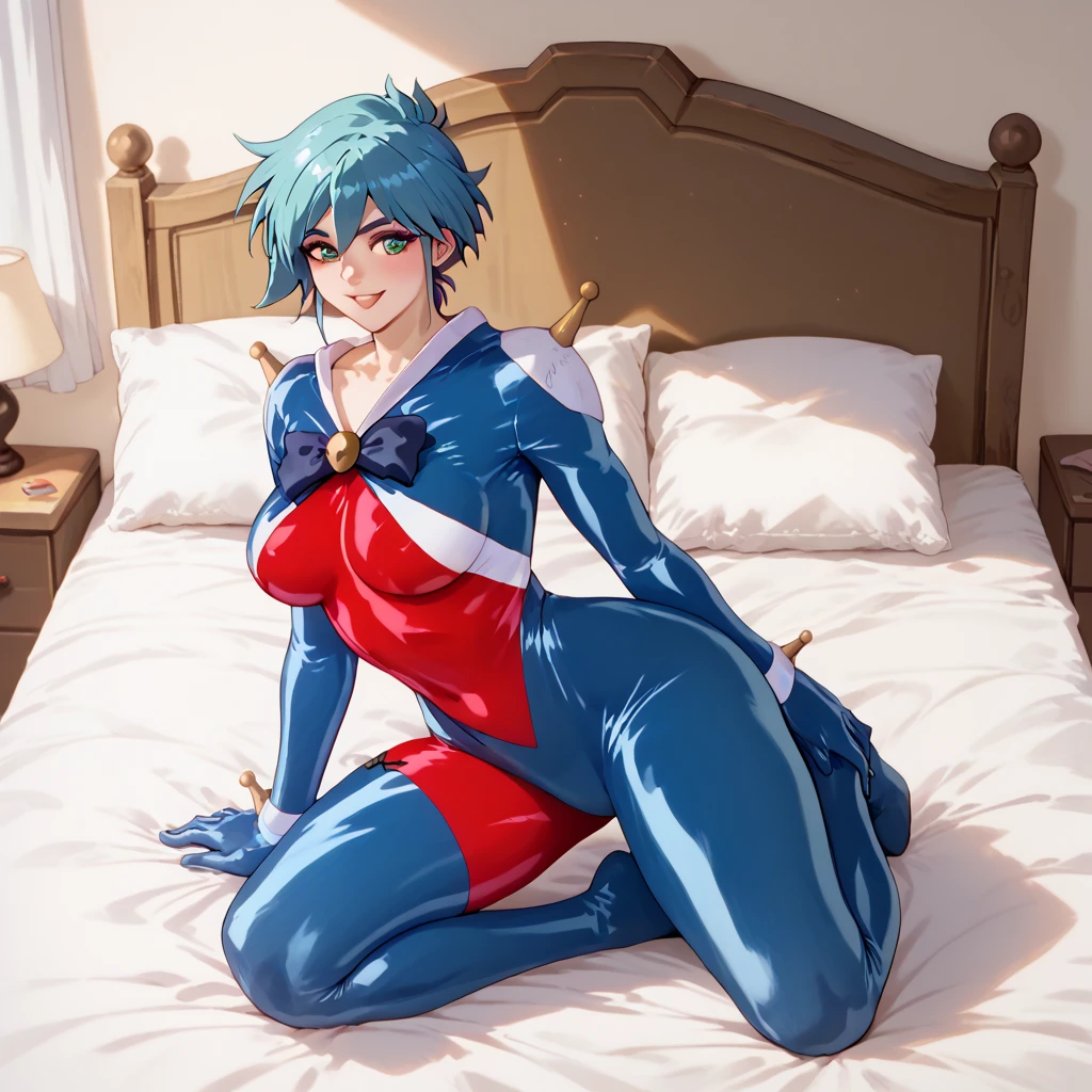      full body blue pirot suit full body red pirot suit　 bed　        invited position 　 sexy　 showing private parts 　 open thighs　 　　　M-shaped legs　                      
   ecstatic expression　
allenby

　