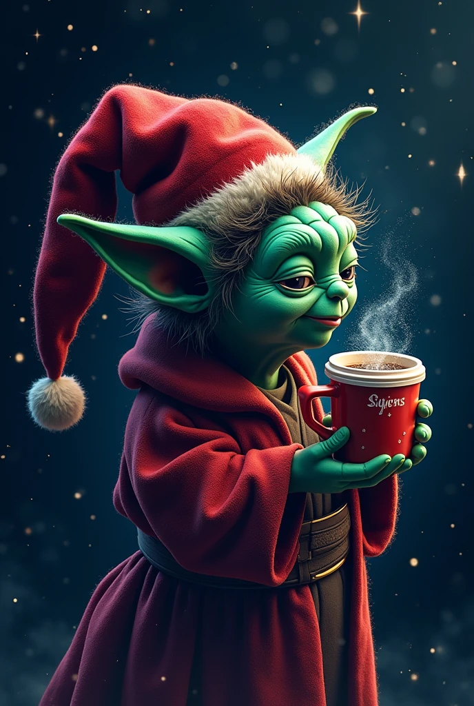 masterpiece,best quality,yoda,Christmas Hat,Holiday,Wine,Festival,<lora:GoodHands-vanilla:1>,