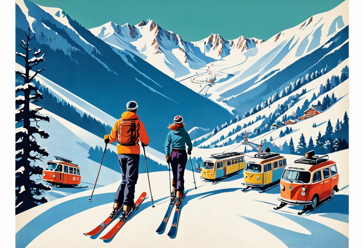  Alafres Ski Poster 、 with Skis and Ski Lift on Background , アンドレ・シャルル・ビーラーにインスパイアされた poster art , Featured on Behance, Serial Art, Illustrated poster,  vintage poster ,  poster artスタイル, Poster illustration,  Travel Poster ,  Art Posters , Retro Poster,  poster art,  Vintage Poster  style,  great skiing ,  Vintage Poster , Digital Illustration Poster,  Paint Illustration Poster 