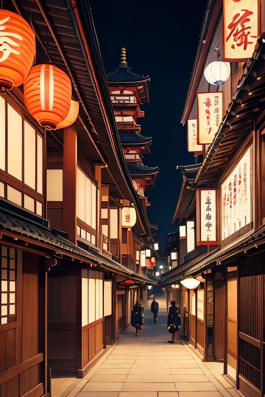 street photo with pagoda in the background , Kyoto inspired, Kyoto, like Kyoto, Japanese-style poster , Ukiyo-e print, Kyoto japan setting, 「Ryōhei Koiso, Japanese Posters, Ukiyo-e , Kyoto studio, Japanese city pop color palette , Ukiyo-e, click - e