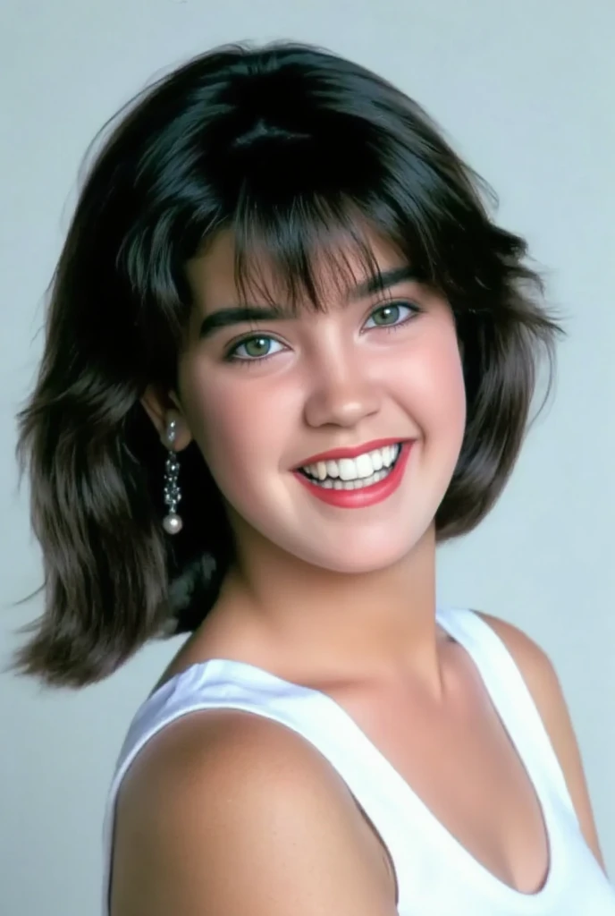 The beauty of 8K raw photos:2.0, Jennifer Connelly at age 17, short hair,a suprb beautiful girl a healthy physical body with porcelain smooth skin., the whiteness of her skin is accentuated., 