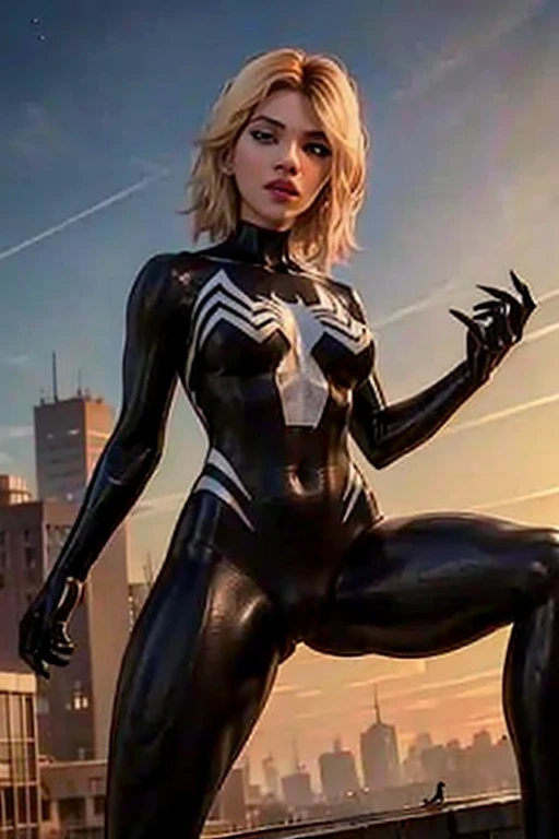 Create 18 +, 4K，Realistically，charming，  very detailed ， There's one in Dingcheng  ，，  wearing a black Spider-Man costume，（ Capas：1.4） night,symbiote，toxic，Lots of mucus,  She's a hero  ，  Black superhero theme  ，In front of the sky  ，quickly，(  opened her legs，  camel toe ，， vulva shape  ：1.3）,(GG camel toe :1.3)， ， Love the full female body  