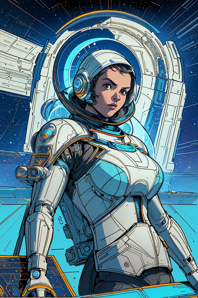 (((Top Quality Masterpiece ))),(((solo:1.2))),((( 1 woman :1.2))), 32K Highly Detailed Wallpaper , Retro Vintage Style ,((((( a futuristic space thriller poster))))),((((dynamic Angles)))),(((Overwhelming highlights))),((( most complex machine))),(((Absolutely Plain Background ))),A space suit with a very flashy color scheme ))),((((( Background with Intricate Geometric Patterns )))))