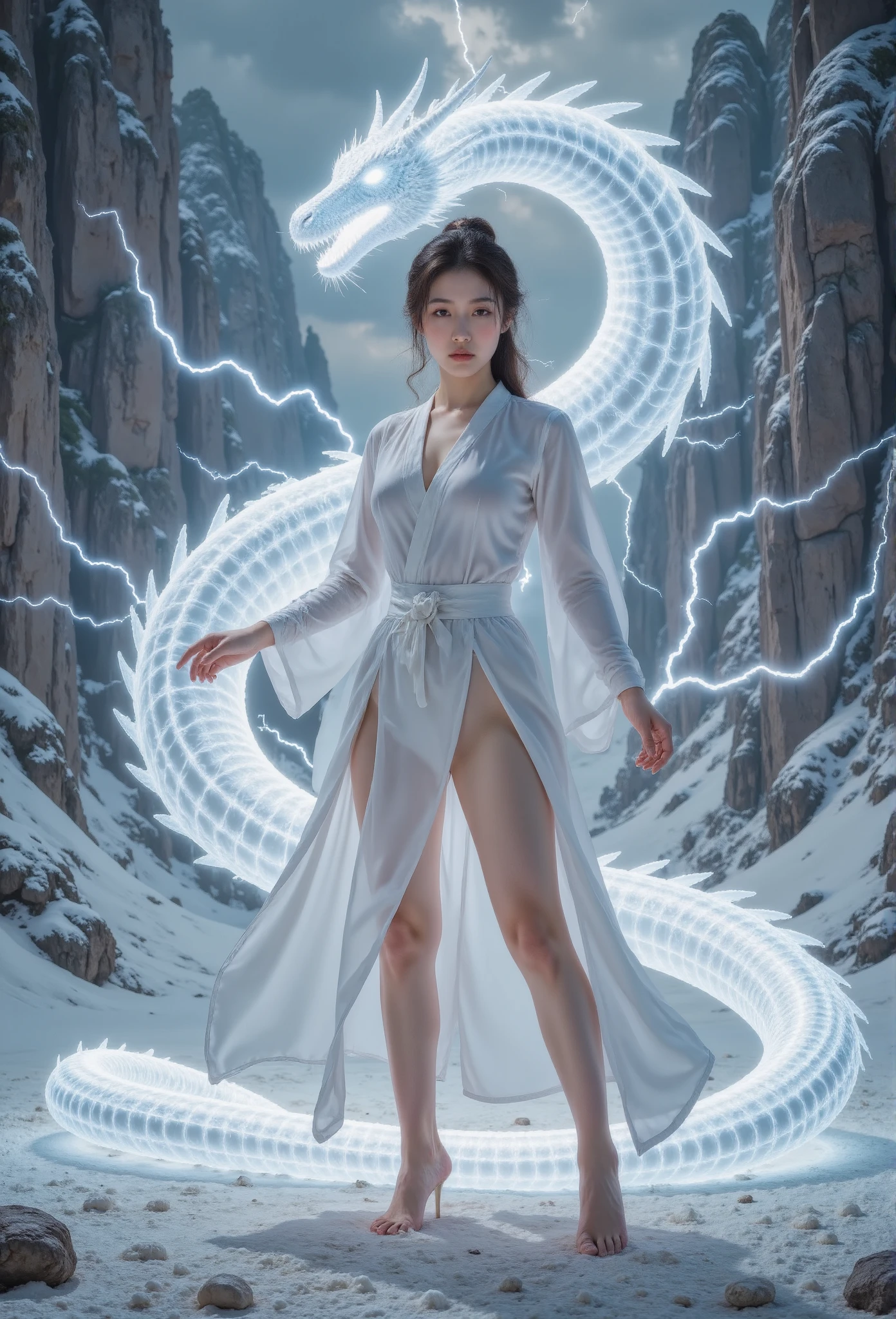 Snow Woman Miss Avatar kimono snowstorm ice Stegosaurus Lightning