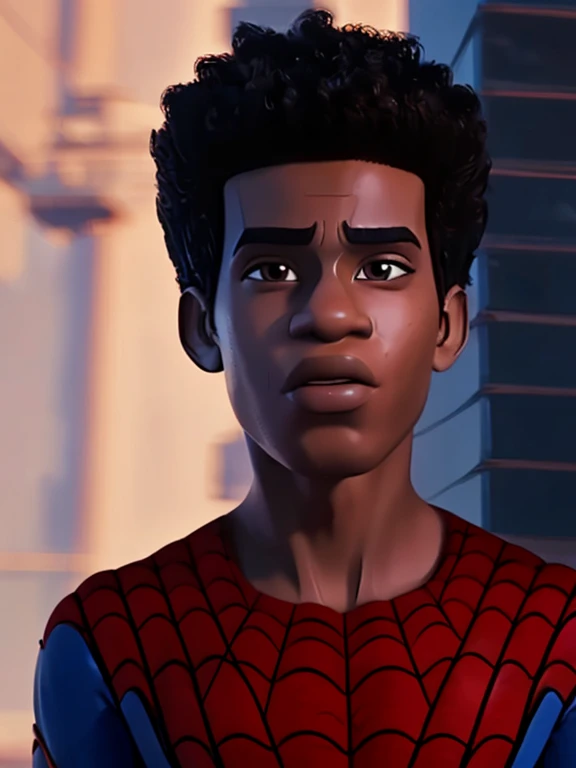 ((Black hair)) ((Brown eyes)) ((Thin body)) ((Vary detailed body)) (Very Detailed Art) (Best Quality) (Perfect Anatomy) Perfect Face) (HD) ((Deatiled Face)) ((uniforme spiderman black)) Teen male in the streets