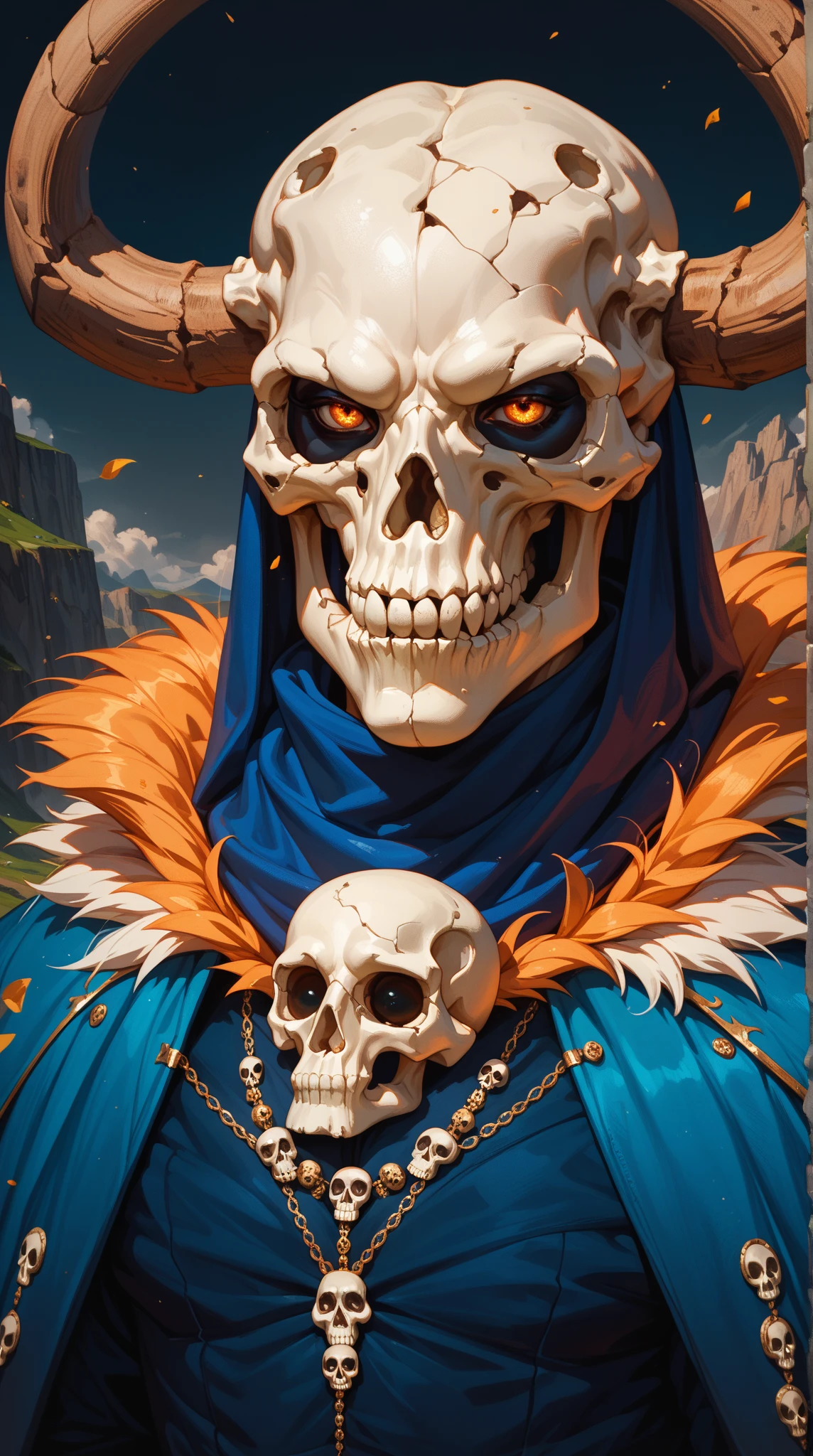 multicolored bull head skull