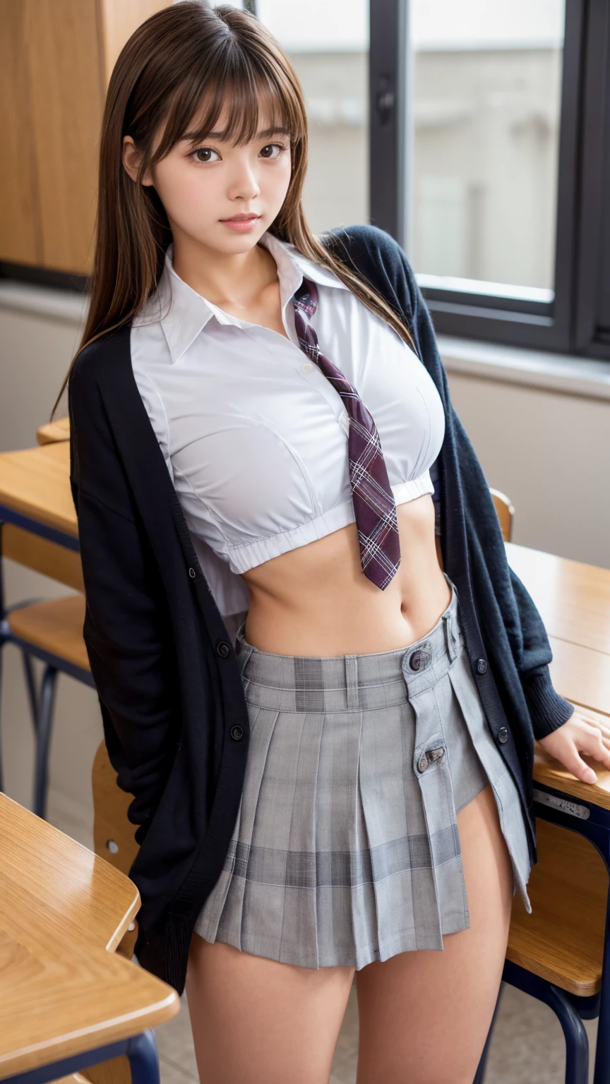 (masterpiece, Professional Lighting, 16K, 8k wallpaper, RAW Photos, Realistic:1.8, Super detailed, Natural soft lighting, Detailed skin, Detailed face, Fine grain, Texture Skin, Structure of the film, Detailed Background:1.2 ), (High school girls in the auditorium:1.4, High-end furniture, Japanese High School Uniform:1.1. Cleavage), View your viewers, Embarrassed face, Laughter , smile, Embarrassing, Grin:0.7, Silky skin, No makeup, Glossy Lips, Group shot, (same , blouse, See through:0.9), (naked :0.3), ((Attractive feminine body)), Lace bra, Silk Panties, ((wearing same seifuku, Spread your legs, Pleated skirt, Black Stockings, blouse, See through, loafers)), Long Hair、(Panty shot)、beauty、Brown Hair Bob、((whole body))、(((Photo taken from below))), Slender body, cute, beauty