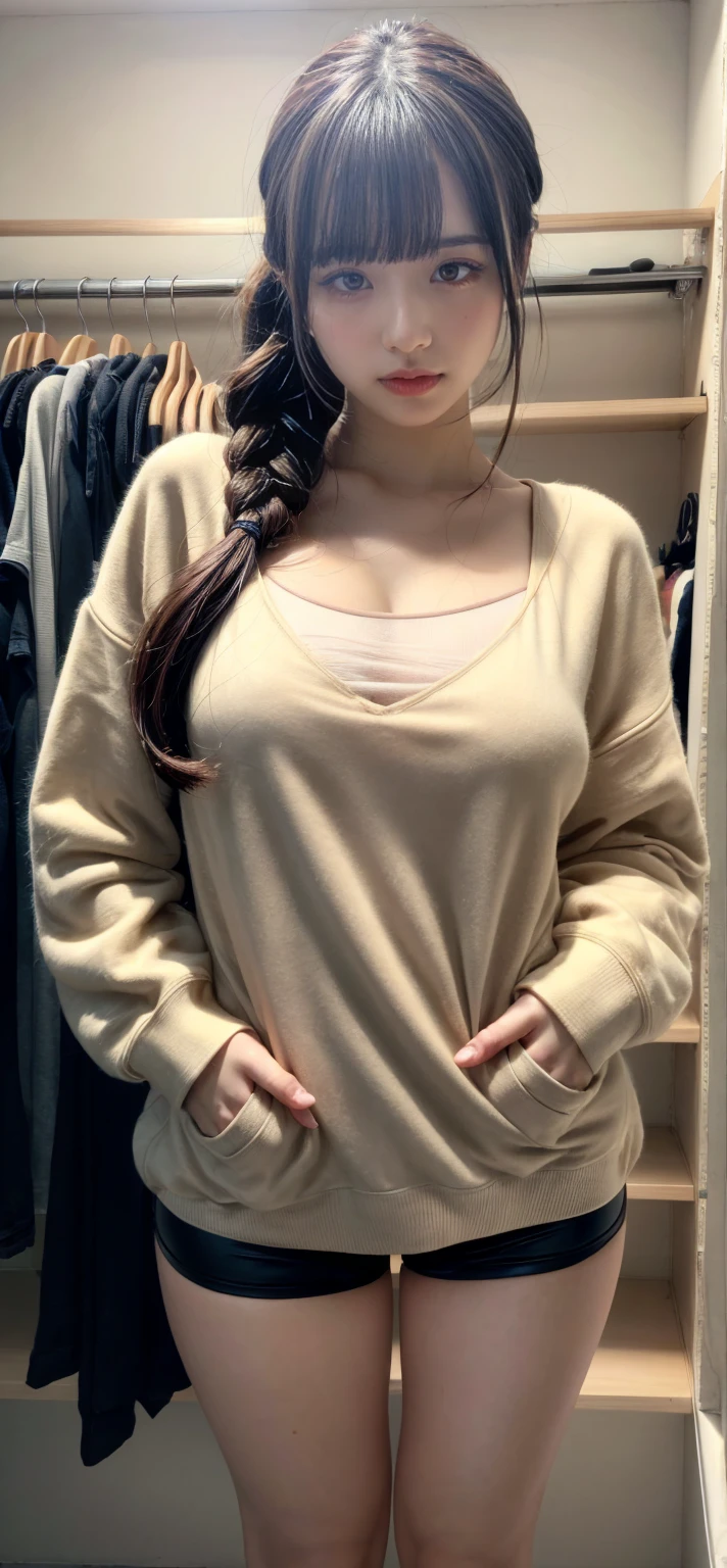 ((Best Picture Quality, 8k, tmasterpiece:1.3)), 1girl, Beautiful woman with slender abs:1.3, (Casual hairstyle, No chest leakage, shift dresses:1.1, Ultra-fine face, A detailed eye, 二重まぶた,ssmile,Home,wearing black glasses