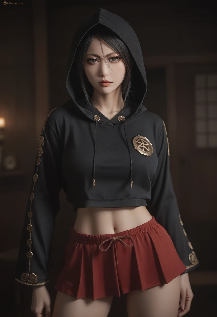 Rukia Artfully aesthetic, steampunk style samurai a woman in a black and red, seductive anime girl, female samurai, artwork in the style of guweiz, female anime character, guweiz hoodie and sarashi aesthetically pleasing, logical and simple