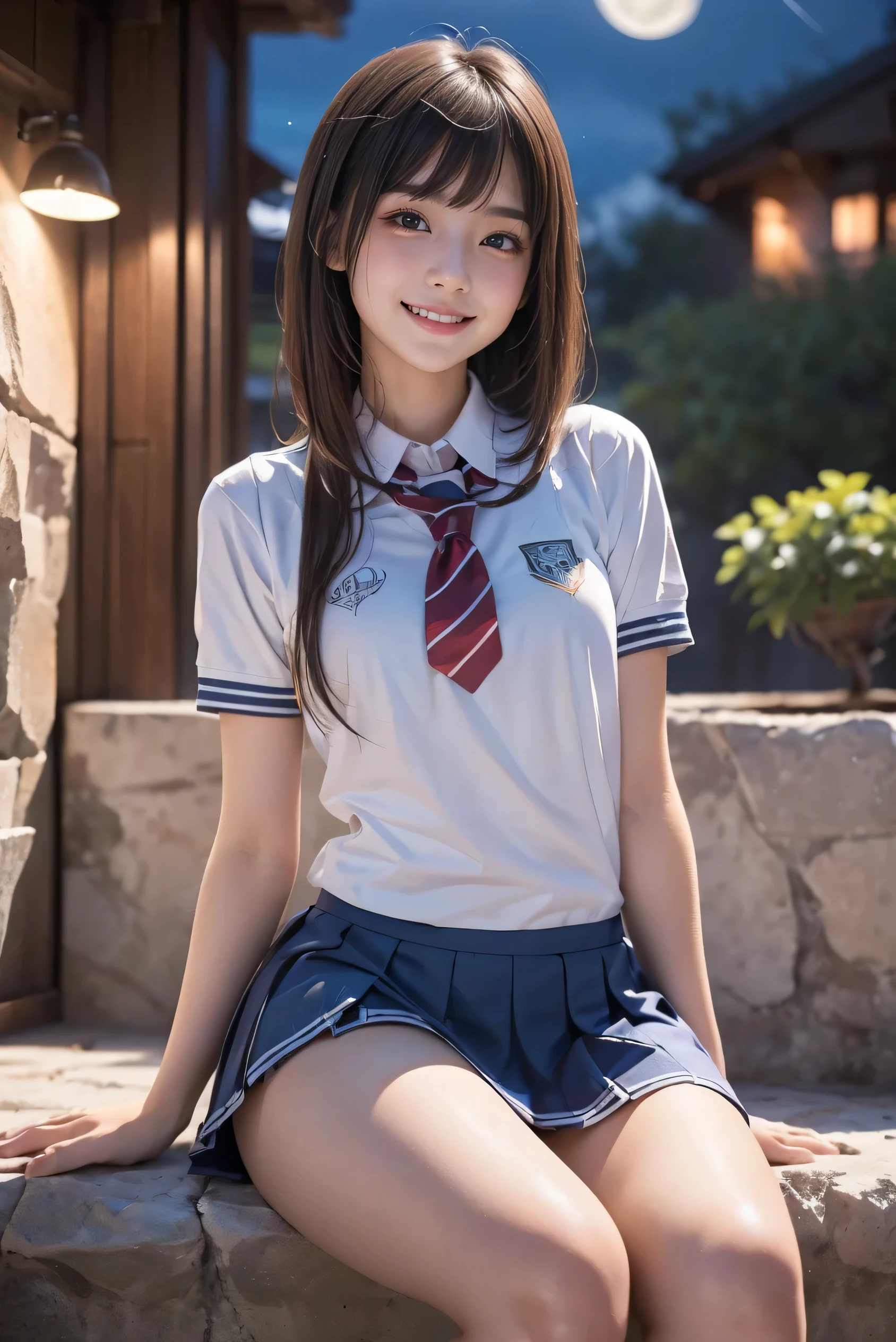 ((( top quality ))), ((masterpiece)), ( Details), ((solo)), ((((( high school girl in a school uniform))))), ((Slender body)), ((( upturned skirt))), (( white skin)), Mysterious Light, ((((Angle of view that includes face and whole body)))), ((( well-prepared face))), (( big eyes)), (((((Droopy eyes))))), ((((Closer Eyes)))), Slim beautiful buttocks, (Glowing skin), (( angle from below)), (((((Straddle position))))), (((( correct anatomy)))), share, (((Stylish bangs))), (Short body), ((((((outcrop)))))), Slender legs, (((((Embarrassed face))))), (((bath))), (Raise your shoulders), ((smile)), ((((night)))), Small face,