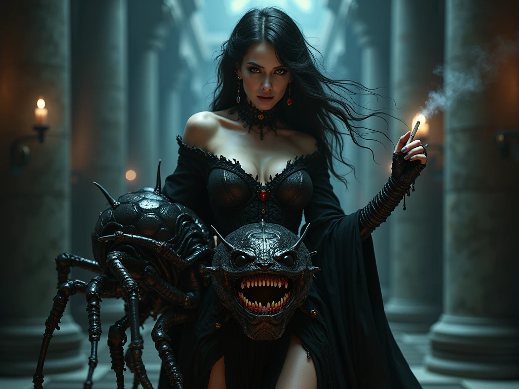 wonderful、（Best illustrations）、8K UHD resolution、Intricate details、highest quality、Real、Super detailed、Best Lighting、Best Shadow、Soft Lighting、Ulutra HD、Dungeons and Dragons、cave、Dungeons、Necromancer、Natta、Dark Style、Succubus、Devil&#39;s Daughter、Bat Wings、(((Devil horn round glasses))))、(((Big Tits)))、(Devil&#39;s Tail)、(Red-eye glow:1.6)、masterpiece、Beautiful expression、Tyndall effect、Real photograph、(Highly detailed skin:1.2)、8KUHD、Digital SLR、high resolution、photograph、High resolution、Disorganized、Ponytail Distortion、Best ratio 4 fingers and 1 thumb、One girl、hair ornaments、Red sparkling gemstone necklace、jewelry、Beautiful expression、Body Up、Big breasts emphasis、Tight waist、Wide ass、Tyndall effect、Photoreal、(Highly detailed skin:1.2)、Pink nipples、Pink