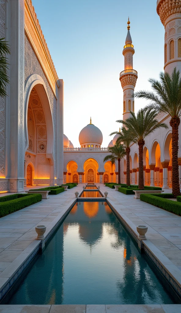 aerial view, Sheikh Zayed Grand Mosque, majestic architecture, intricate details, golden domes, tall minarets, symmetrical design, marble floors, beautiful courtyard, ornate chandeliers, tranquil atmosphere, serene reflection pool, grand entrance, luxurious carpets, peaceful prayers, traditional calligraphy, Islamic art, cultural heritage, stunning photography, vibrant colors, artistic lighting, spiritual ambience, towering pillars, arched doorways, prayer halls, intricate mosaics, intricate carvings, intricate patterns, beautiful symmetry, peaceful worship, iconic landmark, timeless elegance, divine inspiration, architectural masterpiece, religious sanctuary, enchanting beauty, tranquil gardens, cultural icon, spiritual journey, grandeur and opulence, rich history. (best quality, 4k, highres:1.2), ultra-detailed, realistic, vivid colors, professional lighting. The mini board saying "AI HAZRIN RYNN"