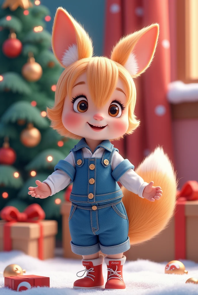 an ultra-cute animal cat on two legs, with beige-white fur, a short black wig, a dark blue band on its forehead (without the lace at the back), a light blue t-shirt, and dark blue shorts, with a sheath on its back (without a belt) holding a golden sword, light blue All-Star sneakers. On top of a 4K ultra-realistic style mountain