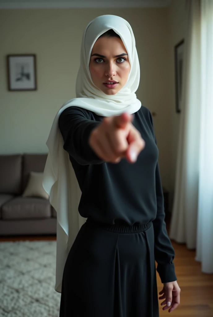 A hot girl Muslim saying in front screen that I need "only you" Doing finger in front of camera