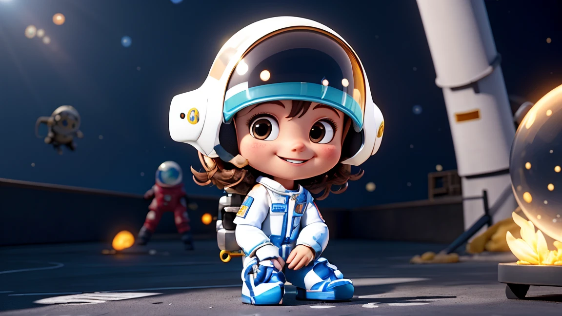 Ghibli style spaceship,Flying,a little boy in an astronaut suit,orange and bronze, in the style of hyperrealistic environments,in the style of rendered in cinema4d, Low saturation, childlike illustrations, anime-inspired characters, commission for, grid-based, childlike,solid background,clean background,cinematic lighting,super details,8K,Ultimate --niji 5 --style expressive
