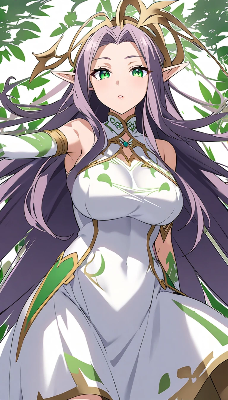 Elf,Sister,Big Breasts, long hair,god々New Background