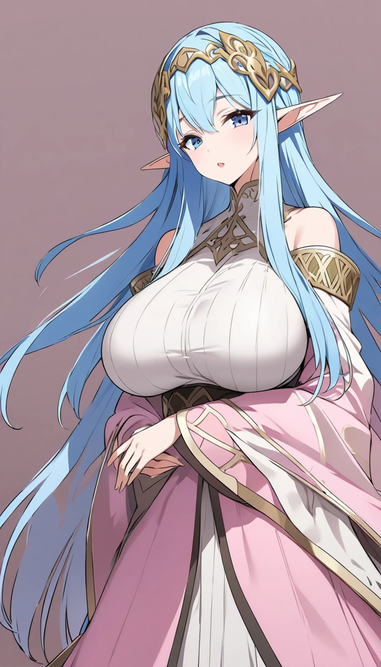 Elf,Sister,Big Breasts, long hair,god々New Background