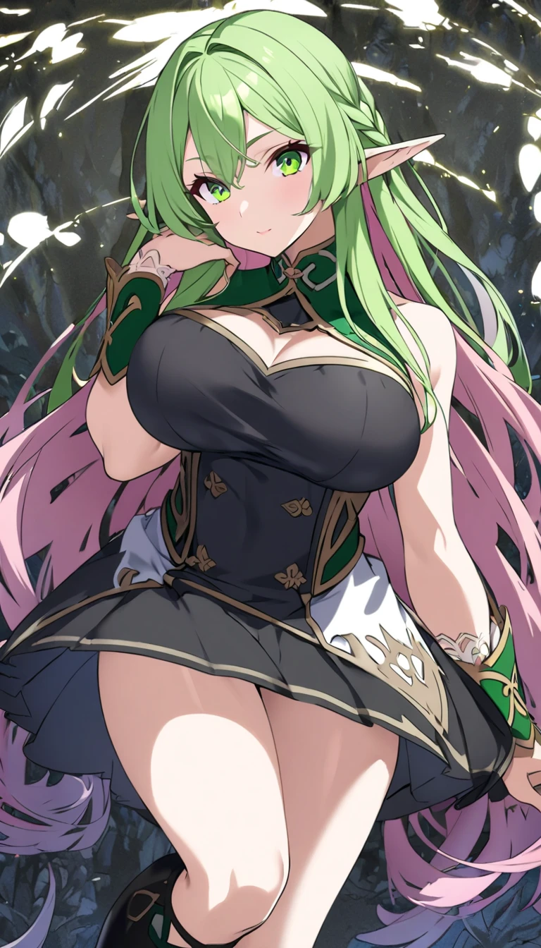 Elf,Sister,Big Breasts, long hair,god々New Background