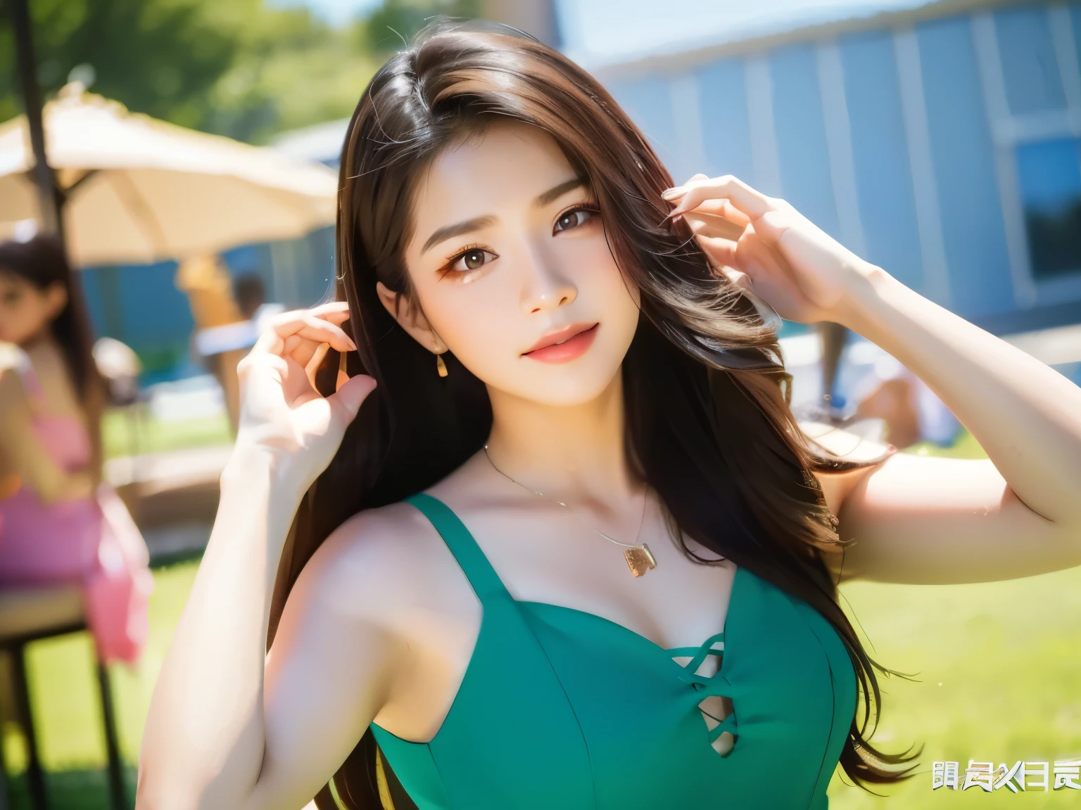 araffe woman in a green dress posing for a picture, jaeyeon nam, xision wu, korean idol, korean girl, xintong chen, jinyoung shin, beautiful south korean woman, wenfei ye, kim doyoung, zmonzheng, 18 years old, 2 , headshot profile picture, sakimichan, gongbi