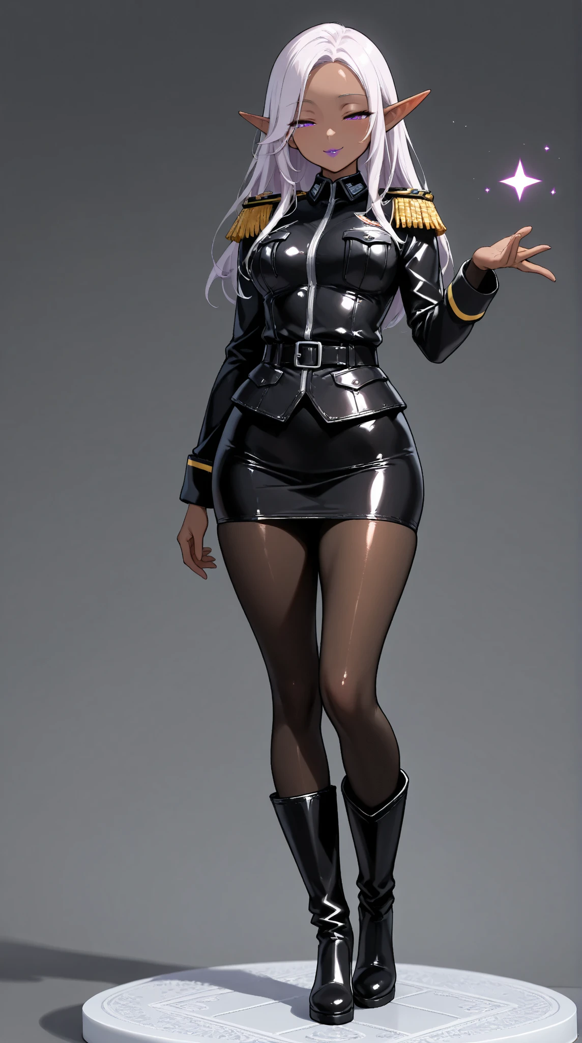 Sexy Mirko from My Hero Academia as a bunnygirl military officer waifu, Azure Lane, trending anime realism on Pixiv, sfw, kawaii, military outfit, high rank soldier, beautiful make-up, eyeshadow, lipstick, full lips, wide hips, shiny skin, breasts covered in baby oil, exposed breasts, in office, WWII, crazy smile, dictator, military leader of the German Military in World War 2, sinister beauty, Third Reich, German military officer waifu, Photorealistic, highly detailed, hyperrealism, ray tracing, high quality vector, high resolution, bunnygirl military Waifu, large breasts, hentai, lewd, 2 bunny ears, 1 girl