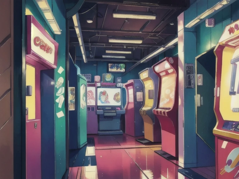 (background only), anime style, arcade center, only background