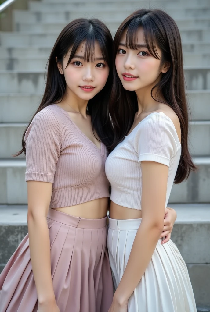 8K, RAW photo, highest quality, masterpiece: 1.2), Super detailed, ultra high resolution, (realistic, realistic photos: 1.37), portrait, High-definition RAW color photos, professional photos, Particle Texture Photography, very delicate and beautiful, very detailed, 8K wallpapers, Amazingly detailed details, huge file size, official art, Highly detailed CG Unity 8K wallpaper, very detailed beautiful girl, very detailed face, very fine eyes, very detailed skin, very detailed fingers, very detailed nose, very detailed mouth, perfect anatomy, very detailed background, very detailed clothes, 1 girl, (20-year-old: 1.2), 20th generation, cute girl, realistic body,, short hair, (bangs: 1.2), smile, cute, youth, cute face, realistic face, delicate eyes, masterpiece, 8K quality, high detail, photographic style, detailed background, 28 year old beautiful Japanese woman.With a well-shaped bust, Clear waist, and beautiful light brown hair, Captivate everyone around. Please generate a detailed description of this scene.,fair and beautiful skin、Gentle atmosphere、bangs、Medium bob hair、cute face、Portrait、cute girl、Popular models in Japan、smiling kindly、Warm light、Beautiful cleavage、