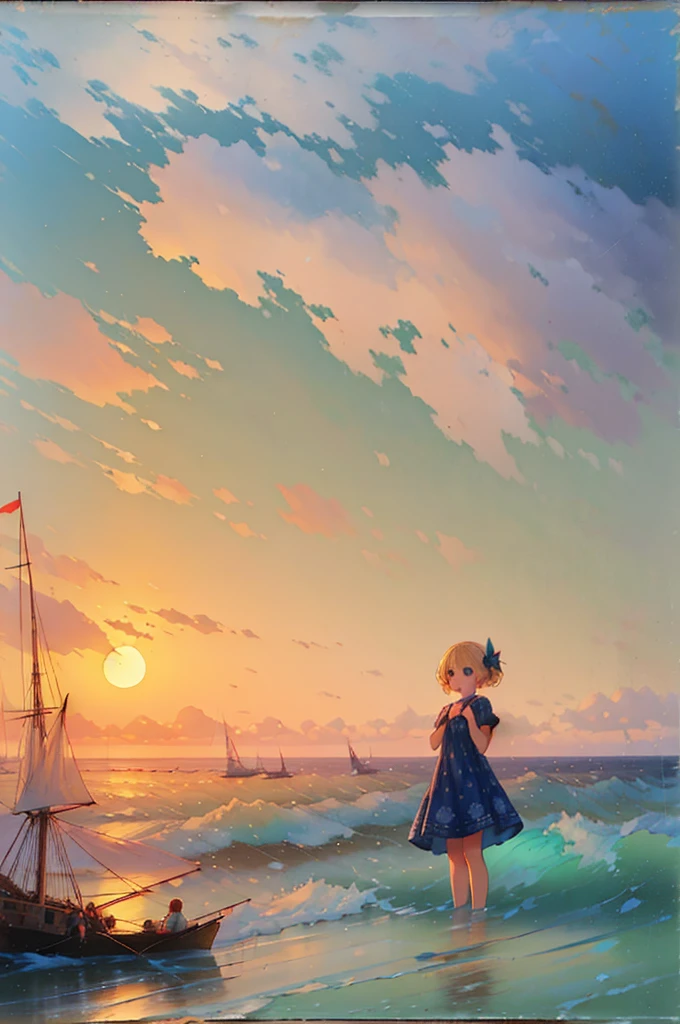 (8k,  super high quality , masterpiece:1.2),  super high res,  one woman,  cute,  small breasts,  blondes, Navy Blue Dress, Red floral pattern, Sandals, Hawaiian Dress, whole body, soaked,  like a ,  best smile , sea, sea水浴, Water Drop, whole bodyにWater Drop,  their chest is soaked in water , Lots of water,  playing in the water, 