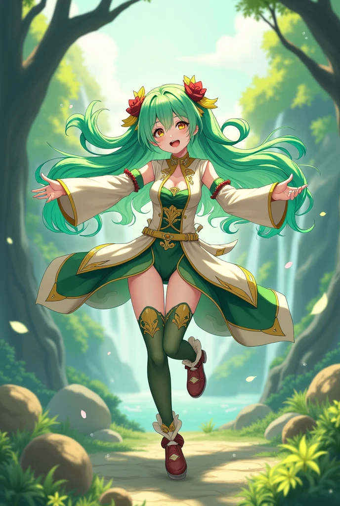 Pan across a wide landscape where 3D clovers and diamonds create a vibrant scene for St. Patrick's Day. Infuse luck and charm into this geometric landscape. enormous tits, (full body:1.5)