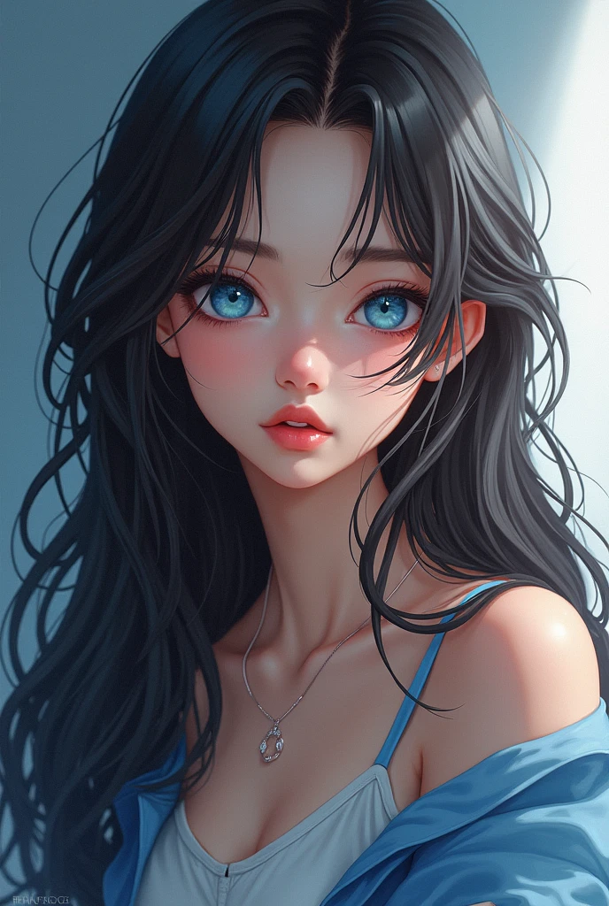 ((​masterpiece、top-quality))、女の子1人、(Photorealsitic:1.4)、独奏、White background、A dark-haired、long、The upper part of the body、Very beautiful face、watercolor paiting、Handwritten lines