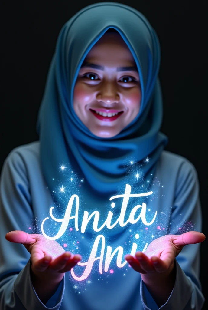 ((Best Quality, 8K, Masterpiece: 1.3)), best quality, ultra high res, girl in hijab holding up a sign with a cloud on it, backdrop, cute face, beauty girl, big eyes, inspired by Ismail Acar, inspired by Sarper Baran, happy and spirited expression, with a happy expression, excited expression, cheerful expression, happy expression, dramatic smile pose, smiling expression, eka's portal, she is smiling and excited, excited, inspired by Basuki Abdullah