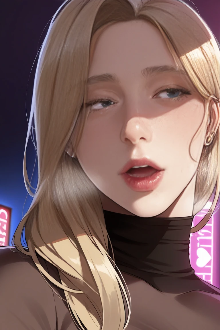   high res, masterpiece,    anatomically accurate ,  Ultra high definition ,  Smooth Skin,   very detailed ,   long hair,  blondes, Chest, out their tongues.,  heavy breathing, heart lens  ,  close-up , Lots of piercings, Alone, (( mature ,  teardrop )), 


Late night ,Desaturated lighting、  ambient lighting in the room with the lights off ,   ライトが消えた部屋に,  Love Hotel ,  Love Hotel  のベッドルーム,  cowboy shot、 Disheveled Clothes