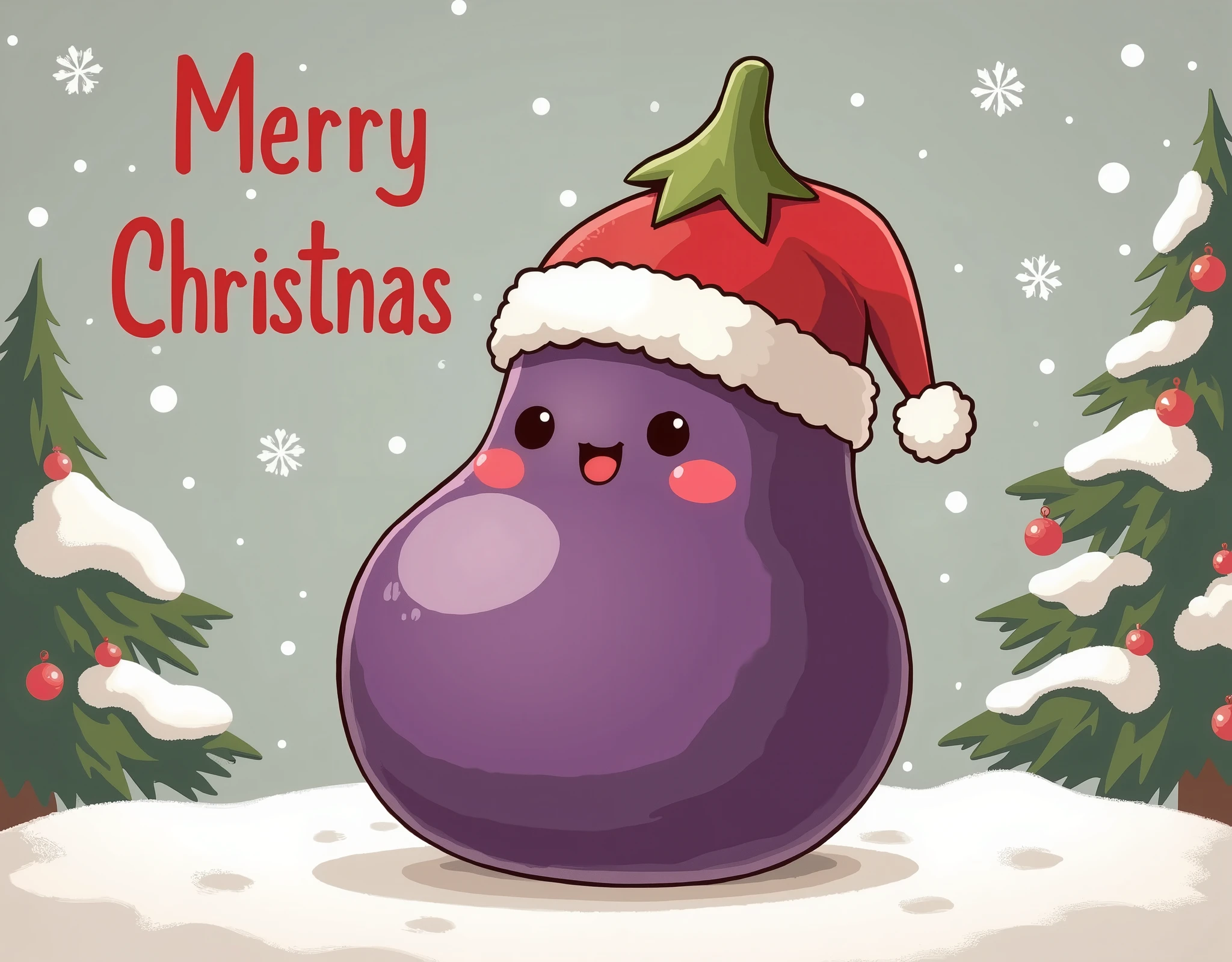 (masterpiece:1.2, high image quality, Mirror Finish , cinematic experience , best illustration :2.0, super detailed ),8k,16k,( wallpaper:2.0),(Purple Japanese eggplant is wearing a Christmas costume:2.0),( mascot character riding the head :2.0),("Merry Christnas  "Write:2.0),(smile:2.0),(The background is Christmas decorations :2.0),( cute:2.0),( minimalist:2.0)