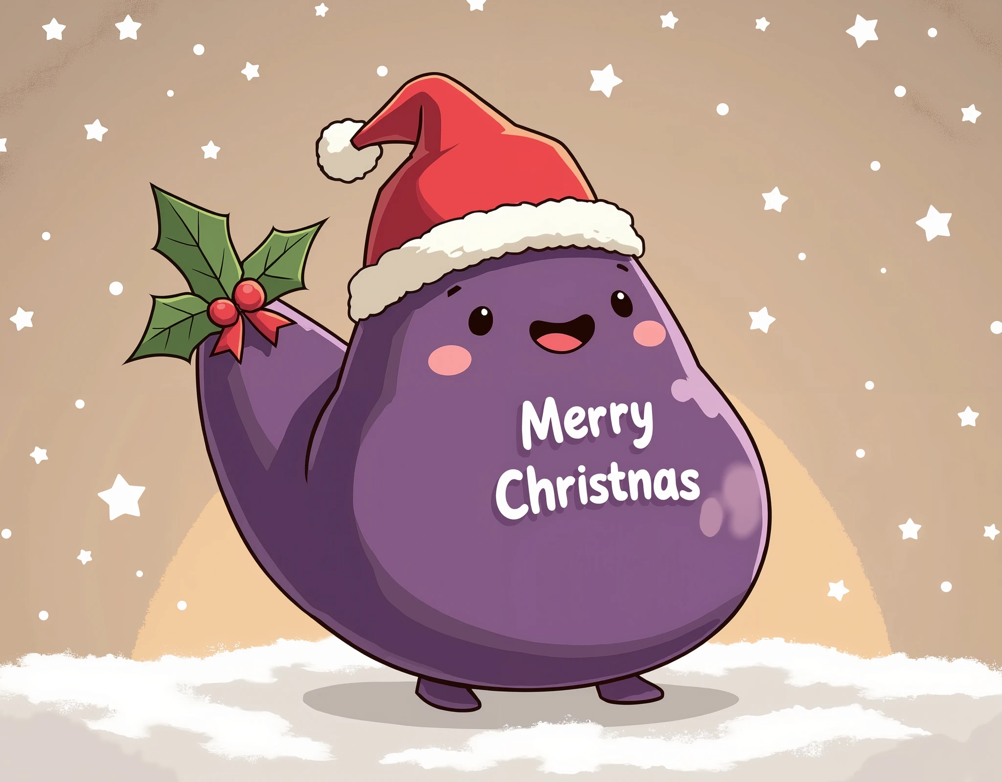 (masterpiece:1.2, high image quality, Mirror Finish , cinematic experience , best illustration :2.0, super detailed ),8k,16k,( wallpaper:2.0),(Purple Japanese eggplant is wearing a Christmas costume:2.0),( mascot character riding the head :2.0),("Merry Christnas  "Write:2.0),(smile:2.0),(The background is Christmas decorations :2.0),( cute:2.0),( minimalist:2.0)