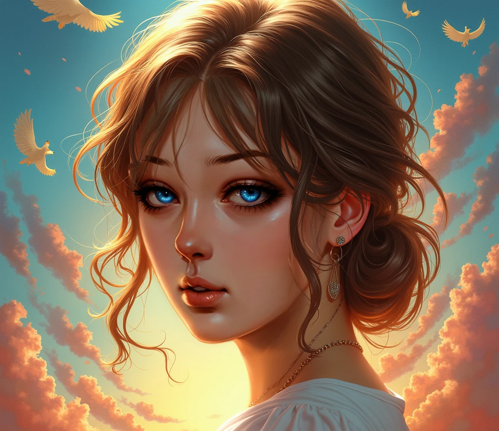 (masterpiece:1.1), (highest quality:1.1), (HDR:1.0), movie shot, 1girl, floating in the sky, cloud girl, cloud, (close-up:1.1), bright, happy, fun, soft lighting, (pattern, shapes, abstract:1.13)