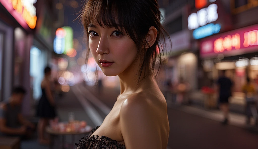 ((full bodyesbian))、(((leotard)))、(((In the city at dusk)))、((1人))、((A sexy))、((Beautiful adult woman))、((A slight smil))、((Glamour))、big breasts、Photorealsitic、Beautiful detailed eyes、Hyper-Realism、highcontrast、Ultra HD、realistic skin textures、Top image quality、top-quality、超A high resolution、Fine details、Very meticulously