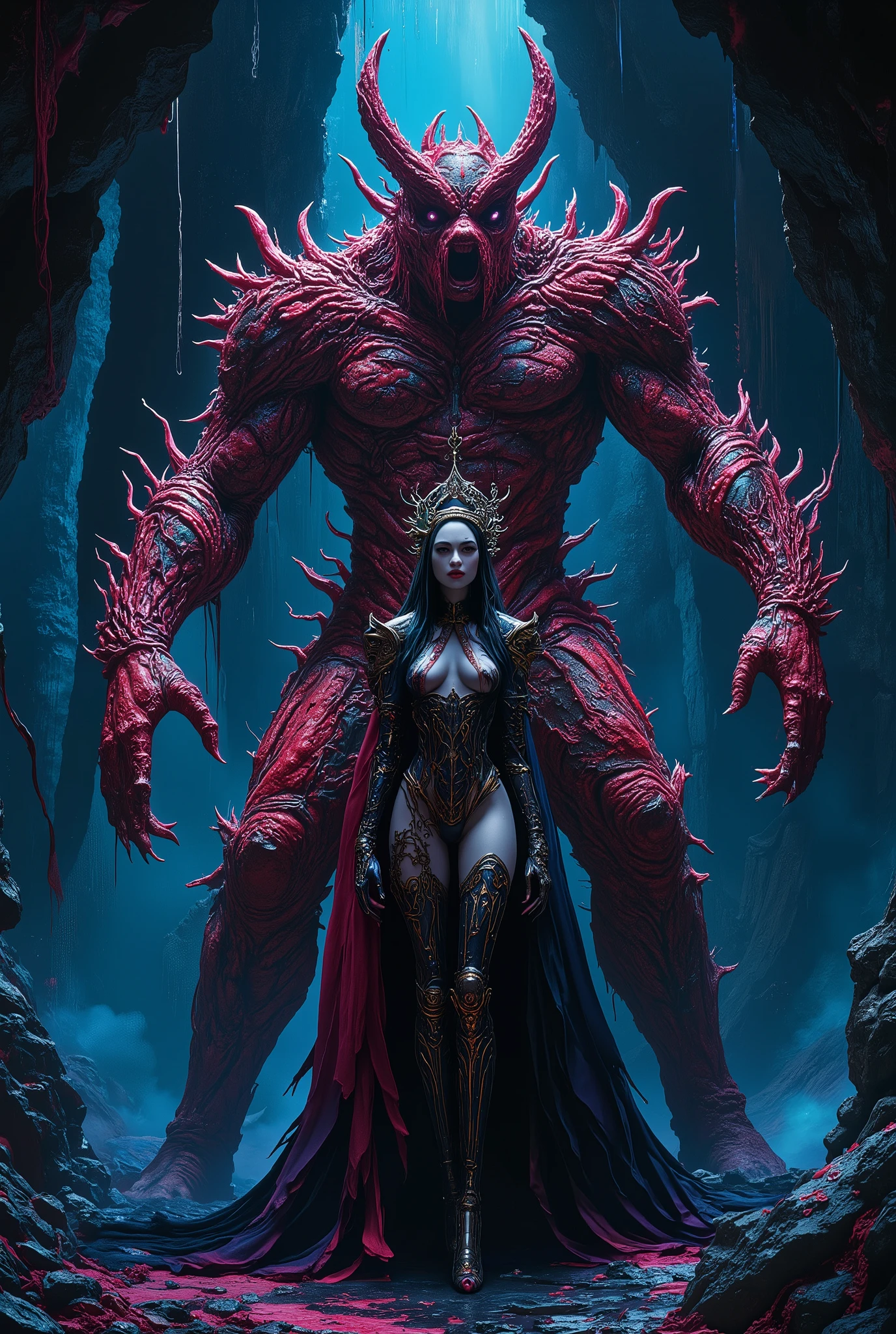 X-Men Goblin Queen, realistic, photorealistic, 1girl, redhead, 18 years old, full body, dynamic pose, detailed facial features, beautiful detailed eyes, beautiful detailed lips, extremely detailed face, long eyelashes, intricate costume design, leather jacket, gothic makeup, dramatic lighting, cinematic, hyper-detailed, 8k, best quality, masterpiece